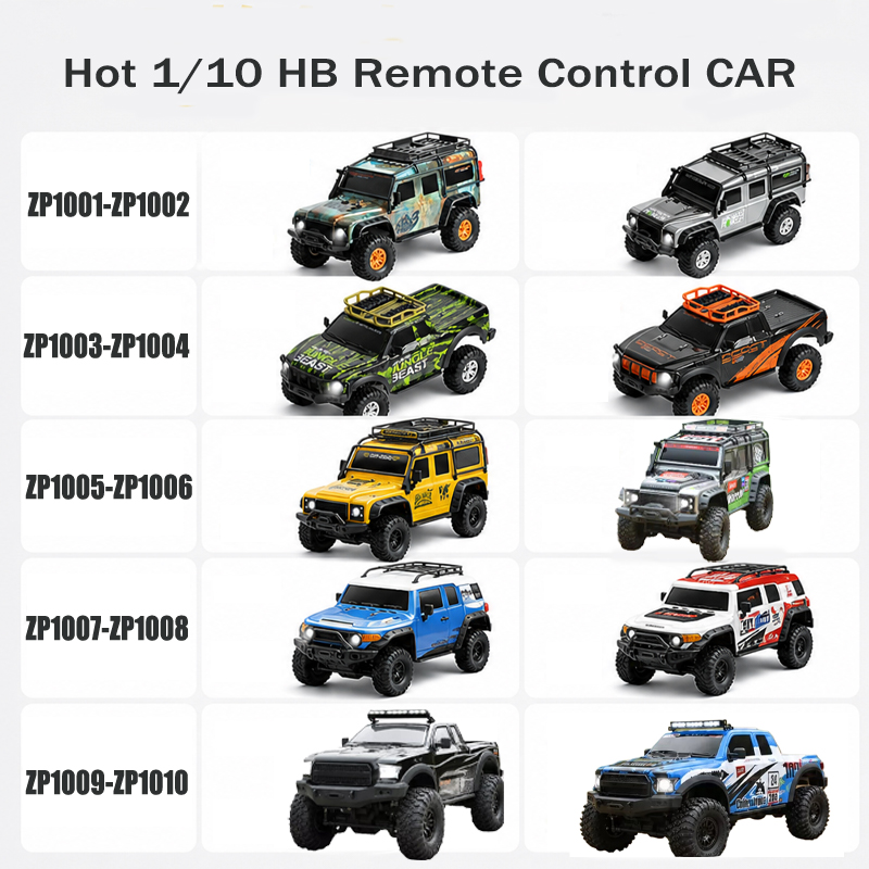 Hot Wheels Car Monster Trucks - Heißer 1/10 HB ZP1001-ZP1010 Ferngesteuerter Vollmaßstab-Vierradantrieb-Monstertruck,